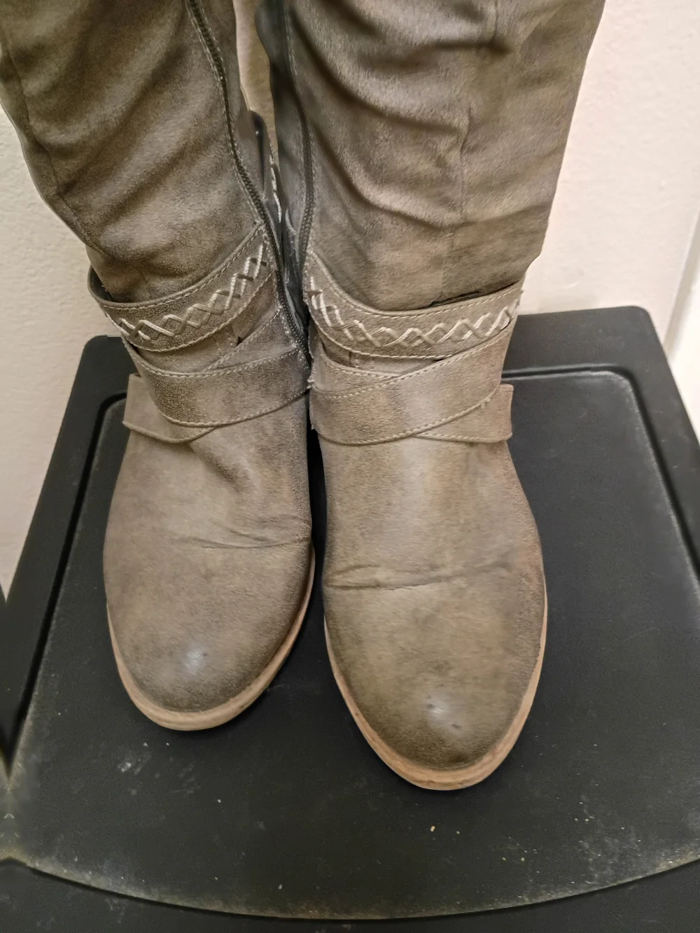 Women's Taupe Knee-High Riding Boots